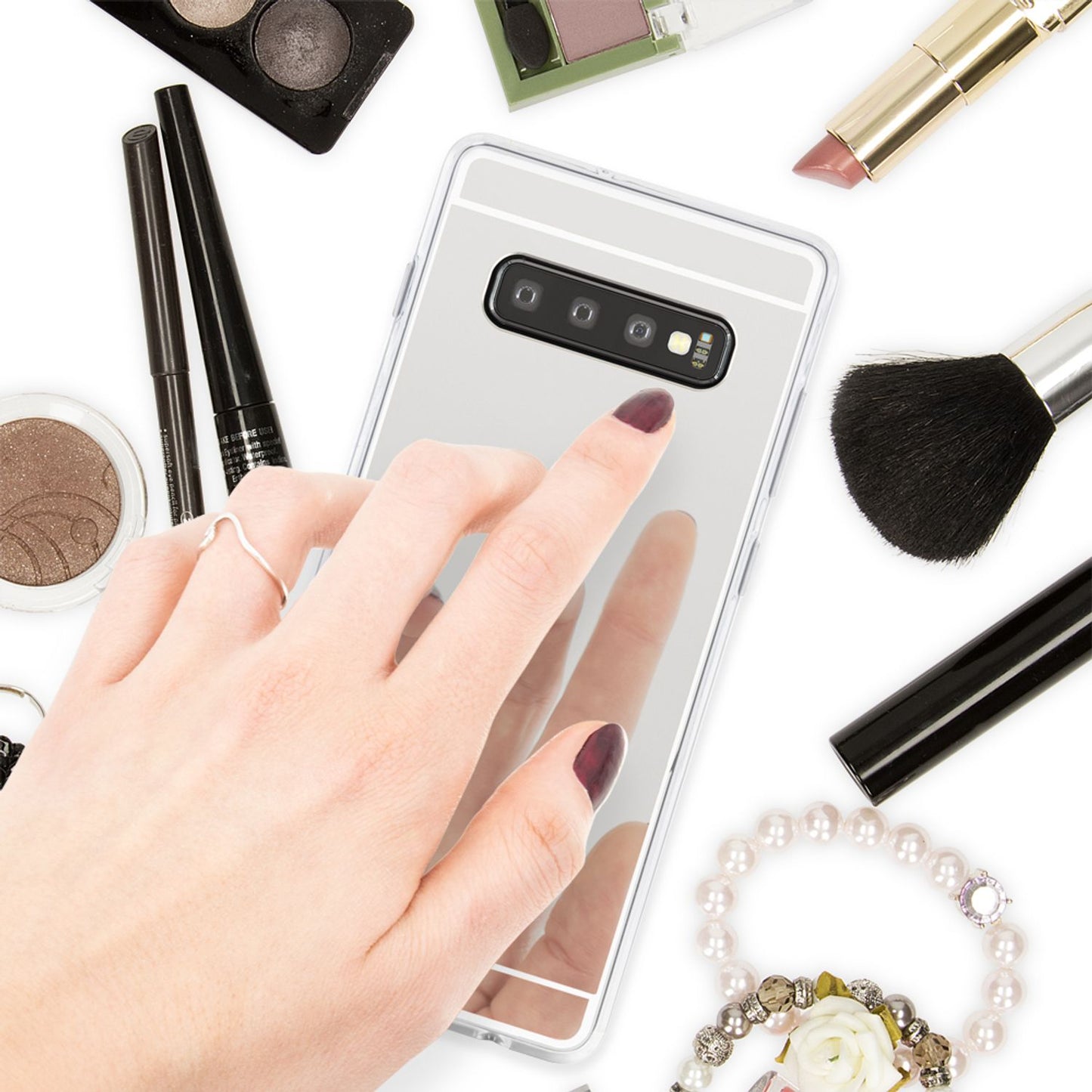 NALIA Mirror Case for Samsung Galaxy S10, Slim Silicone Mirror Phone Case