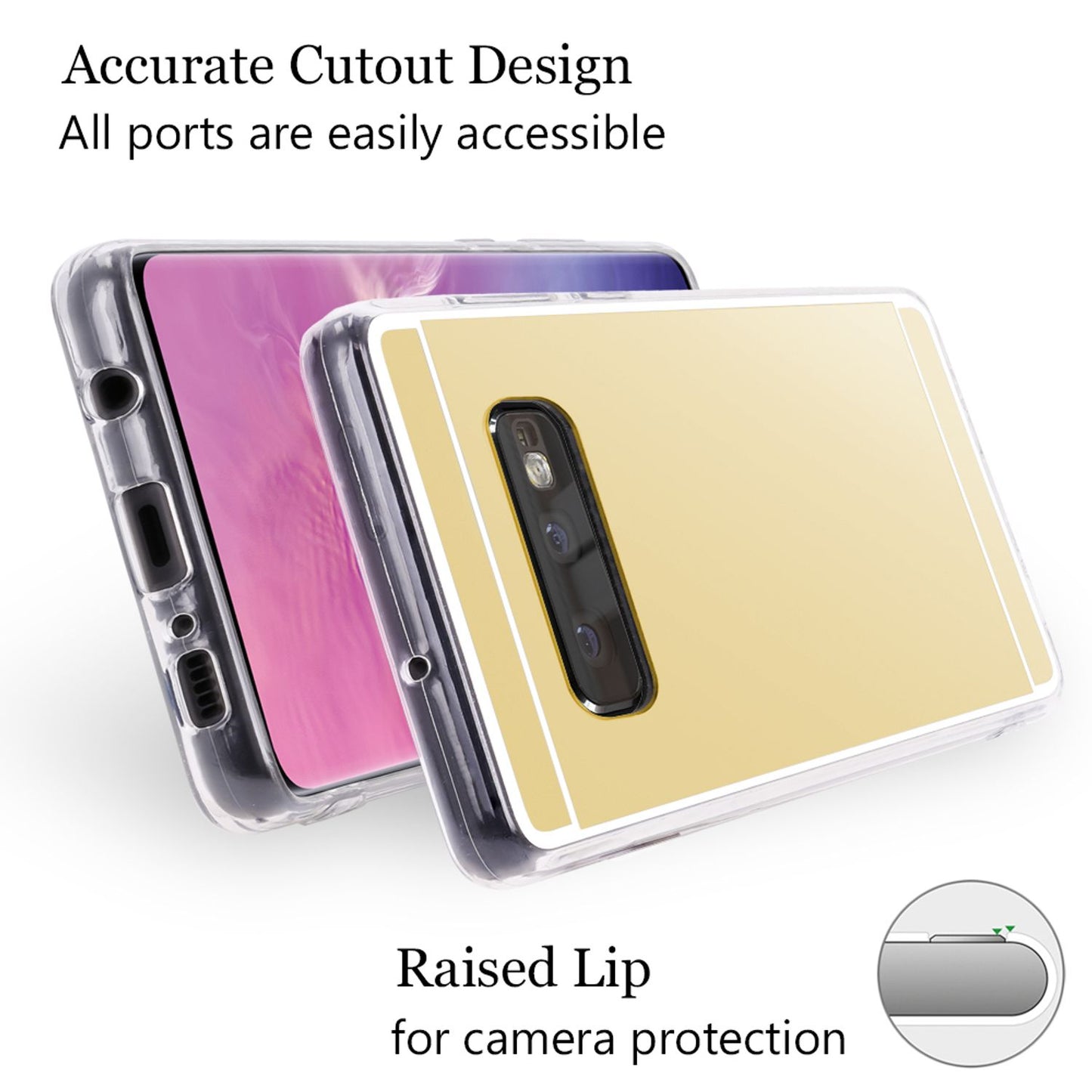 NALIA spegilhulstur fyrir Samsung Galaxy S10e, þunnt símahulstur með spegilhlíf