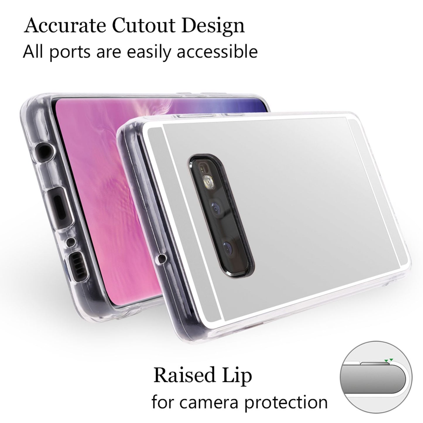 NALIA spegilhulstur fyrir Samsung Galaxy S10e, þunnt símahulstur með spegilhlíf