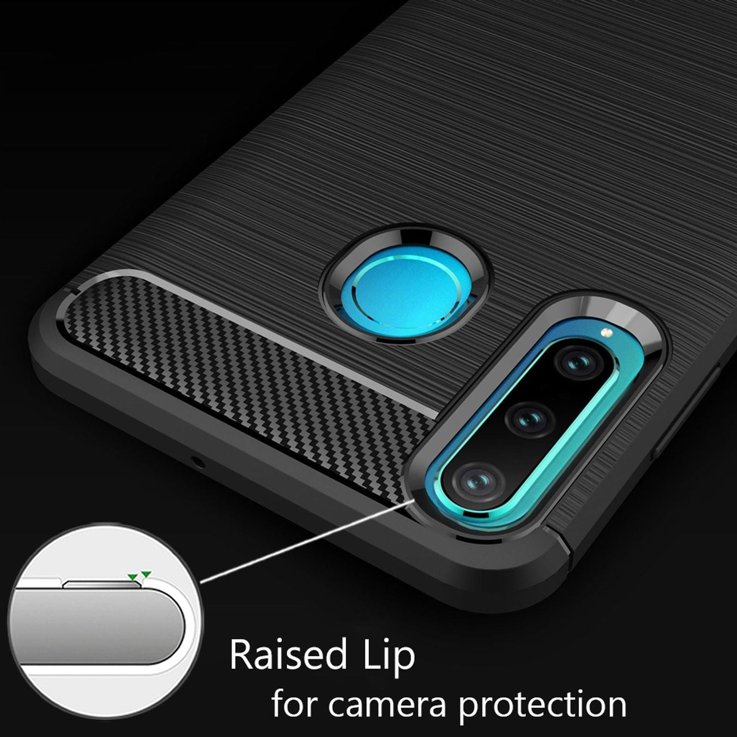 NALIA Design Case for Huawei P30 Lite, Carbon Fiber Look Stylish Phone Case