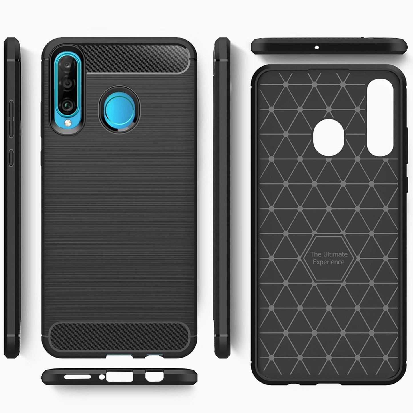 NALIA Design Case for Huawei P30 Lite, Carbon Fiber Look Stylish Phone Case