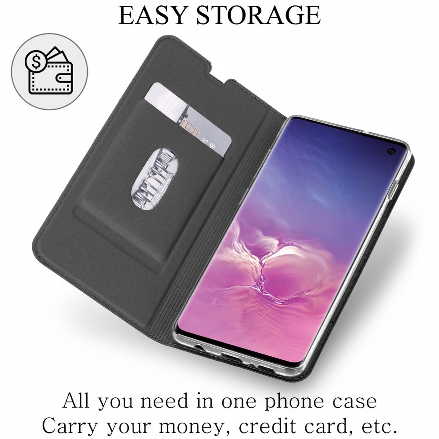 NALIA Case Compatible with Samsung Galaxy S10, Kickstand Flip Case Book Cover