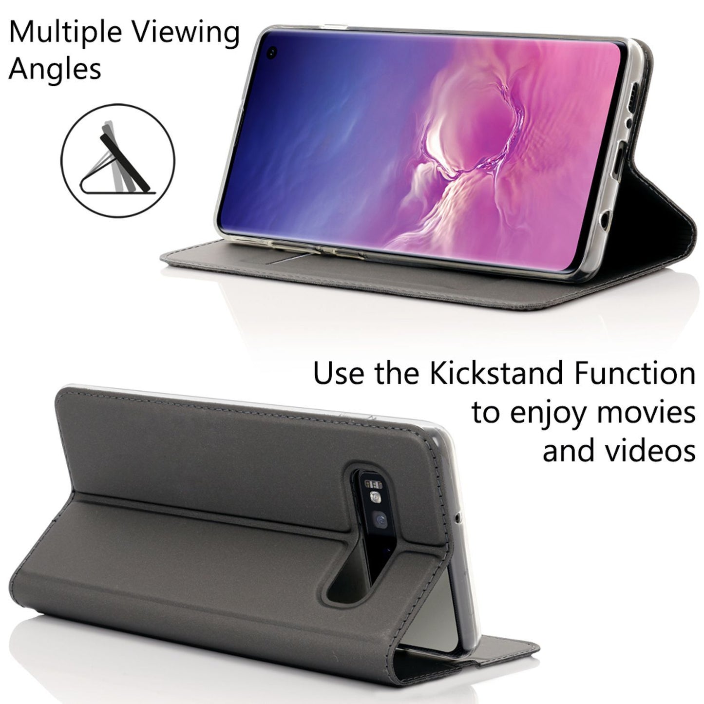 NALIA Case Compatible with Samsung Galaxy S10, Kickstand Flip Case Book Cover