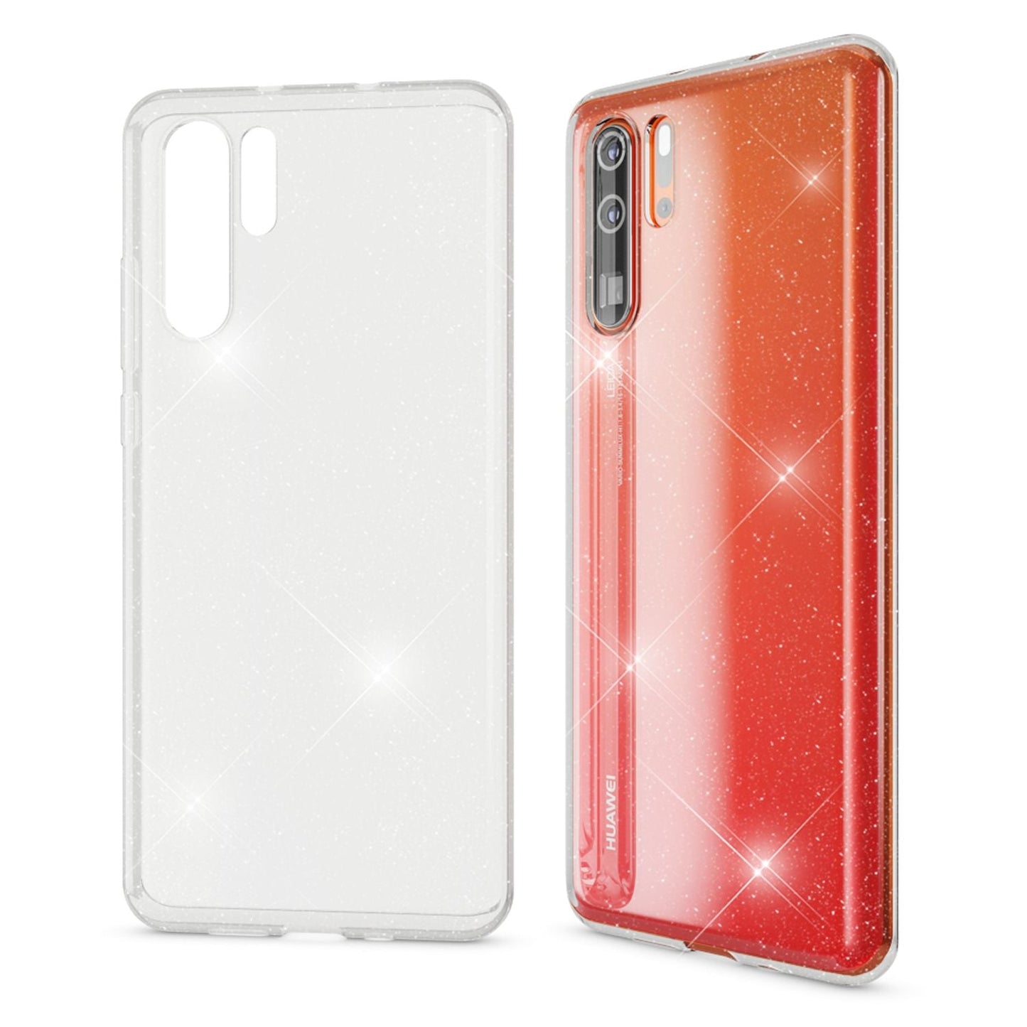 NALIA Glitter Case compatible with Huawei P30 Pro, Glitter Silicone Case Cover