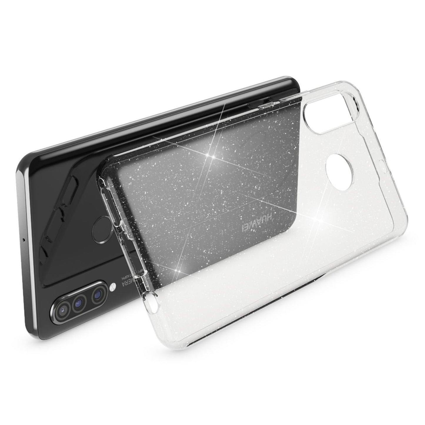 NALIA Glitter Case compatible with Huawei P30 Lite, Glitter Silicone Case Cover