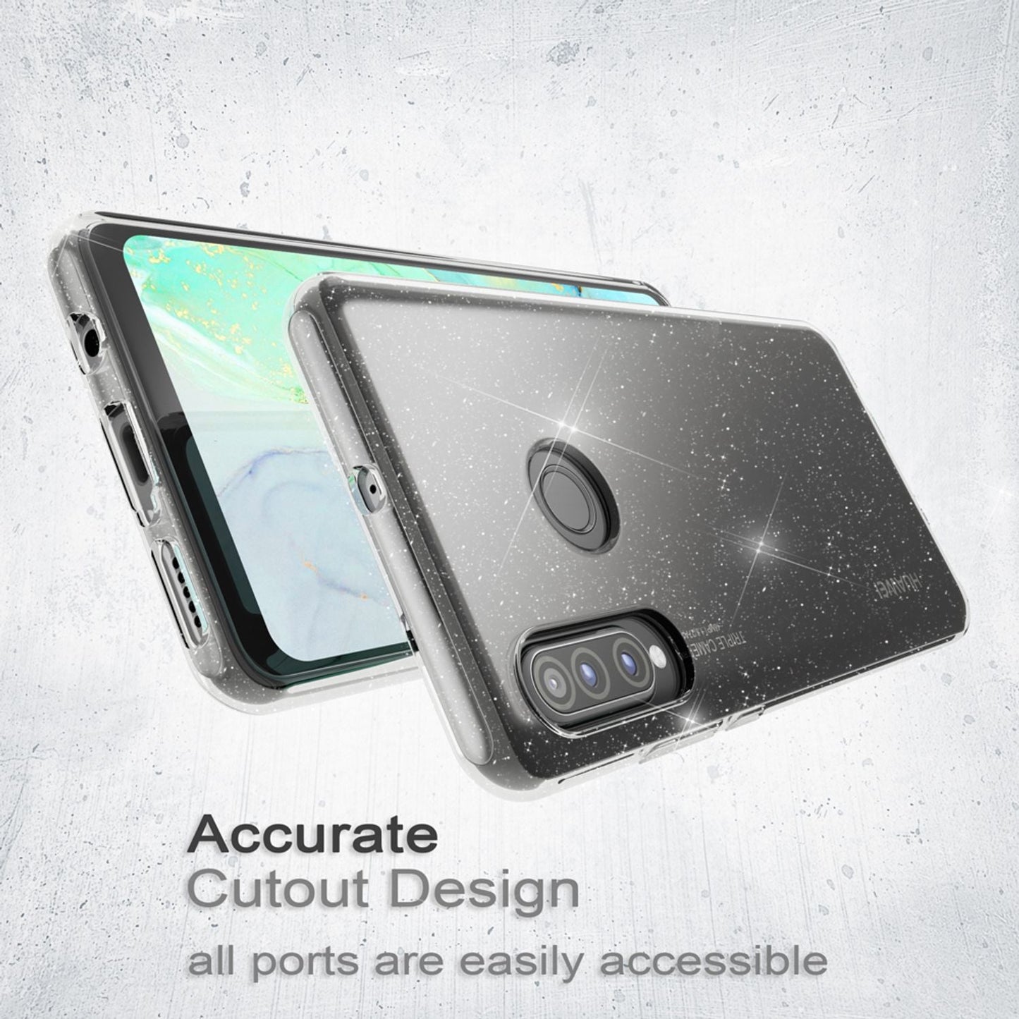 NALIA Glitter Case compatible with Huawei P30 Lite, Glitter Silicone Case Cover