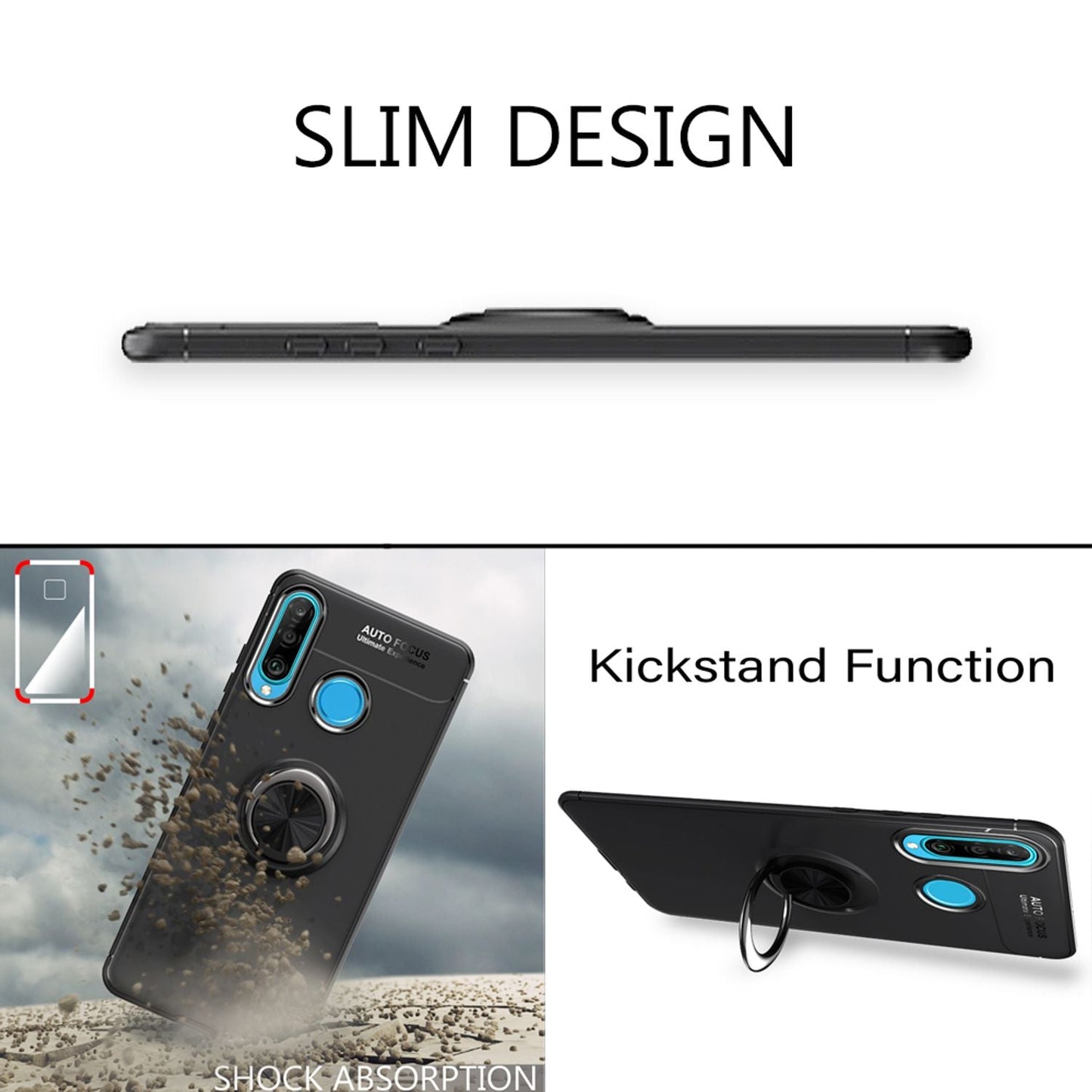 NALIA Ring Case for Huawei P30 Lite, Magnetic Phone Case for Car Mount