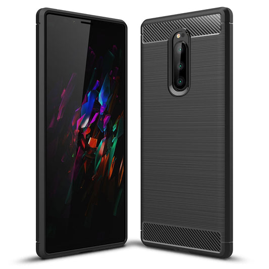 NALIA Phone Case for Sony Xperia 1, Carbon Cover Silicone Case Slim Bumper Case