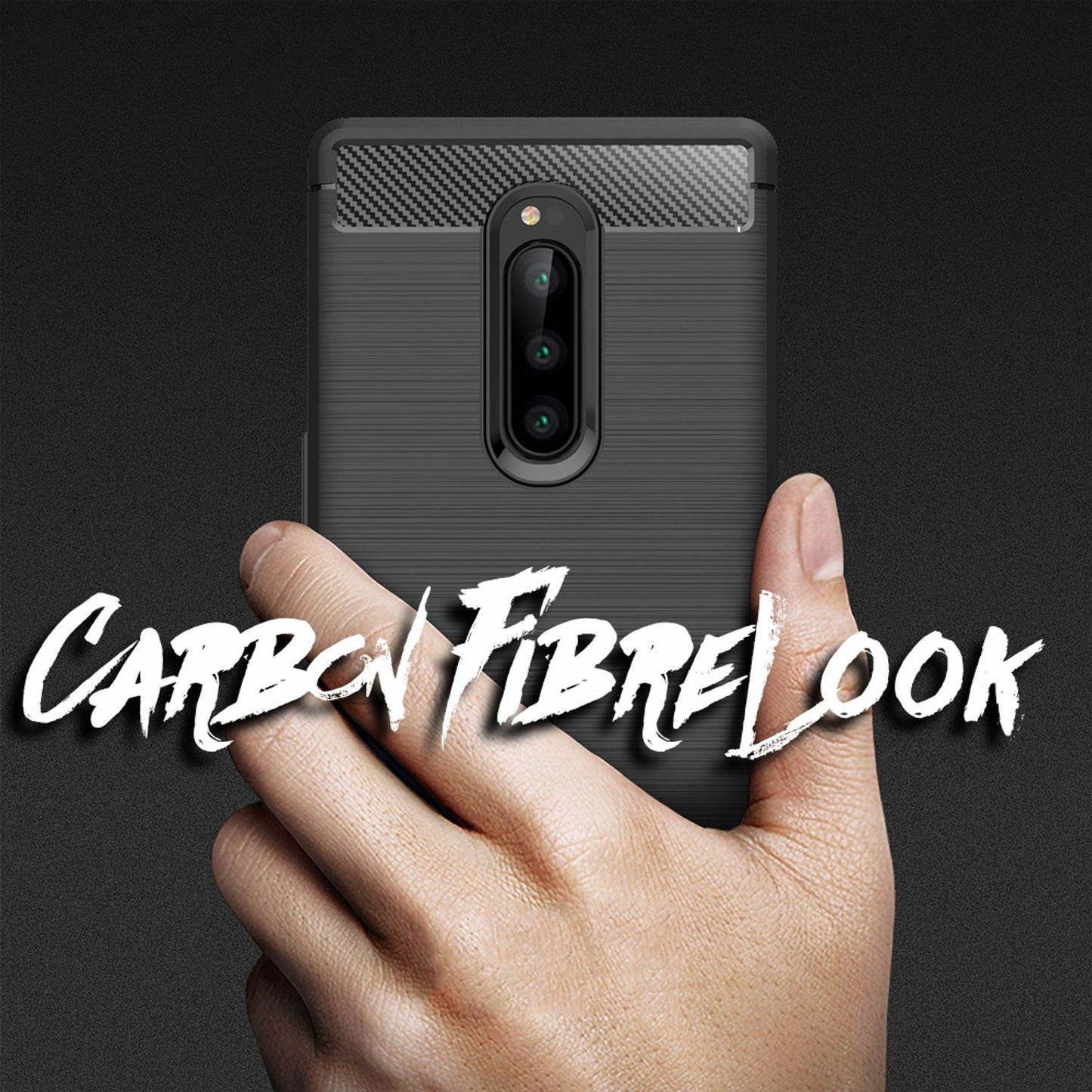 NALIA símahulstur fyrir Sony Xperia 1, kolefnishulstur úr sílikoni, þunnt stuðarahulstur