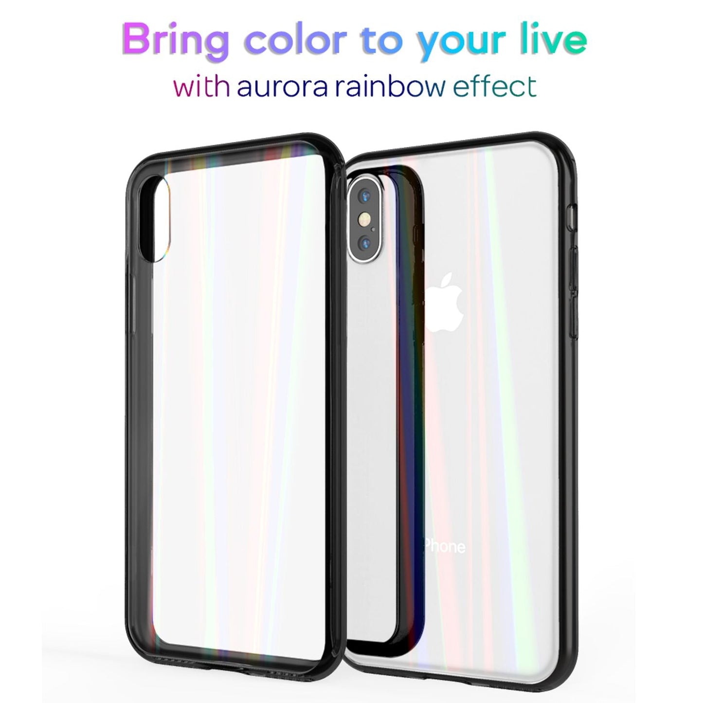 NALIA Tempered Glass Phone Case for iPhone X / XS, Protective Case Cover Bag Bumper Case