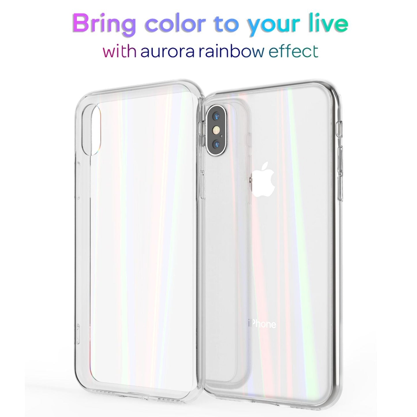 NALIA Tempered Glass Phone Case for iPhone X / XS, Protective Case Cover Bag Bumper Case