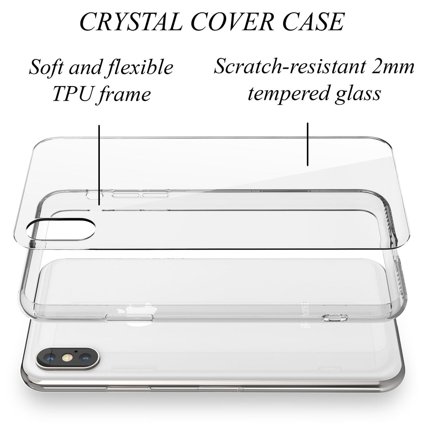 NALIA Tempered Glass Phone Case for iPhone XS Max, Protective Case Cover Bumper Shell