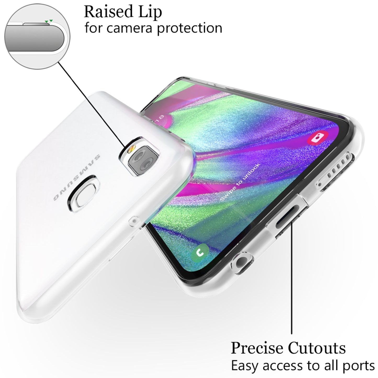 NALIA símahulstur fyrir Samsung Galaxy A20e, þunnt gegnsætt hlífðarhulstur