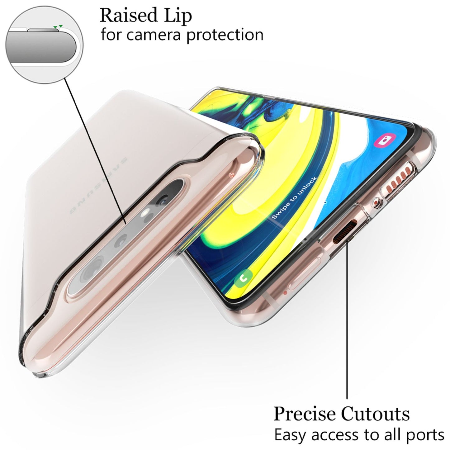 NALIA Phone Case for Samsung Galaxy A80, Slim Silicone Protective Case