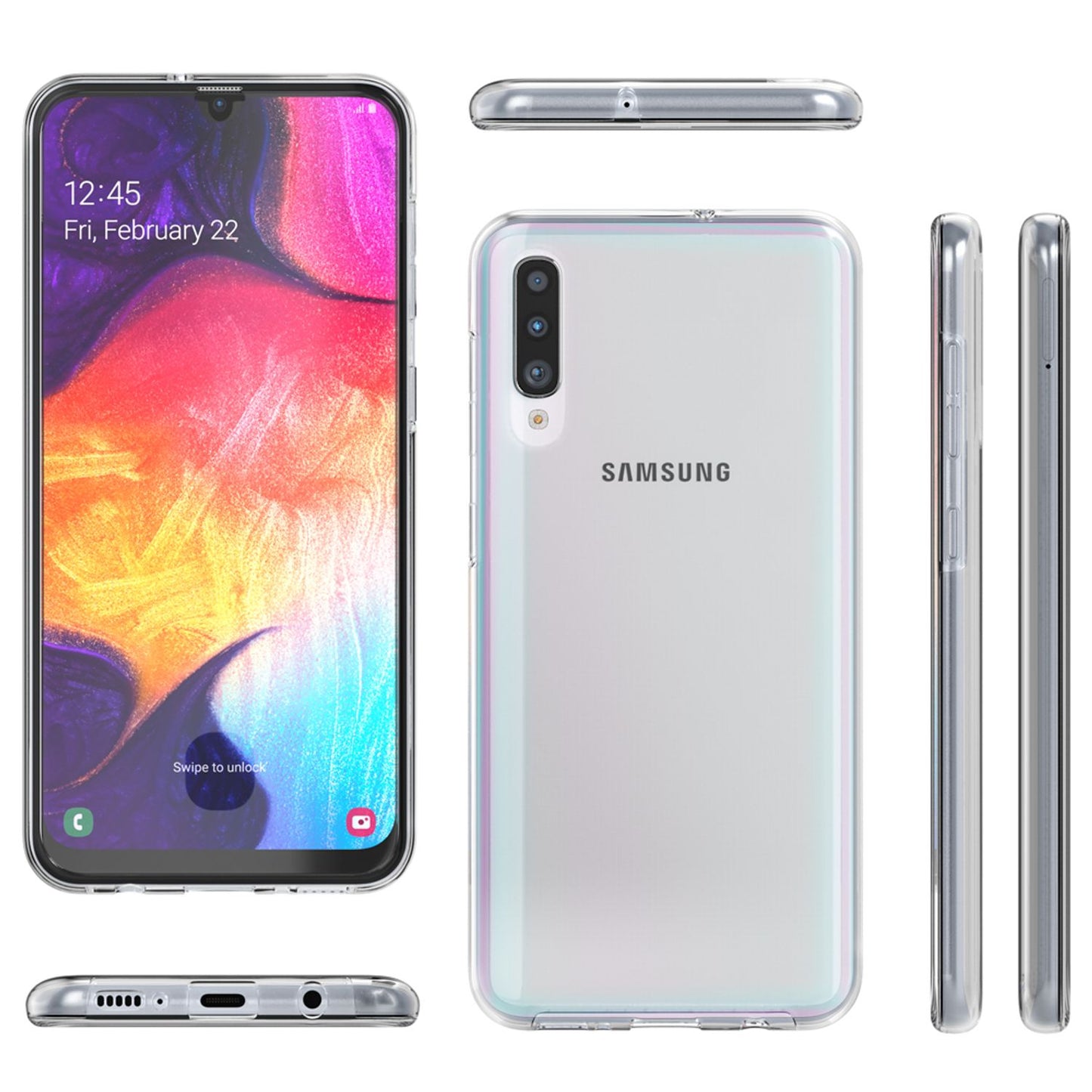 NALIA símahulstur fyrir Samsung Galaxy A50, þunnt hlífðarhulstur með stuðara
