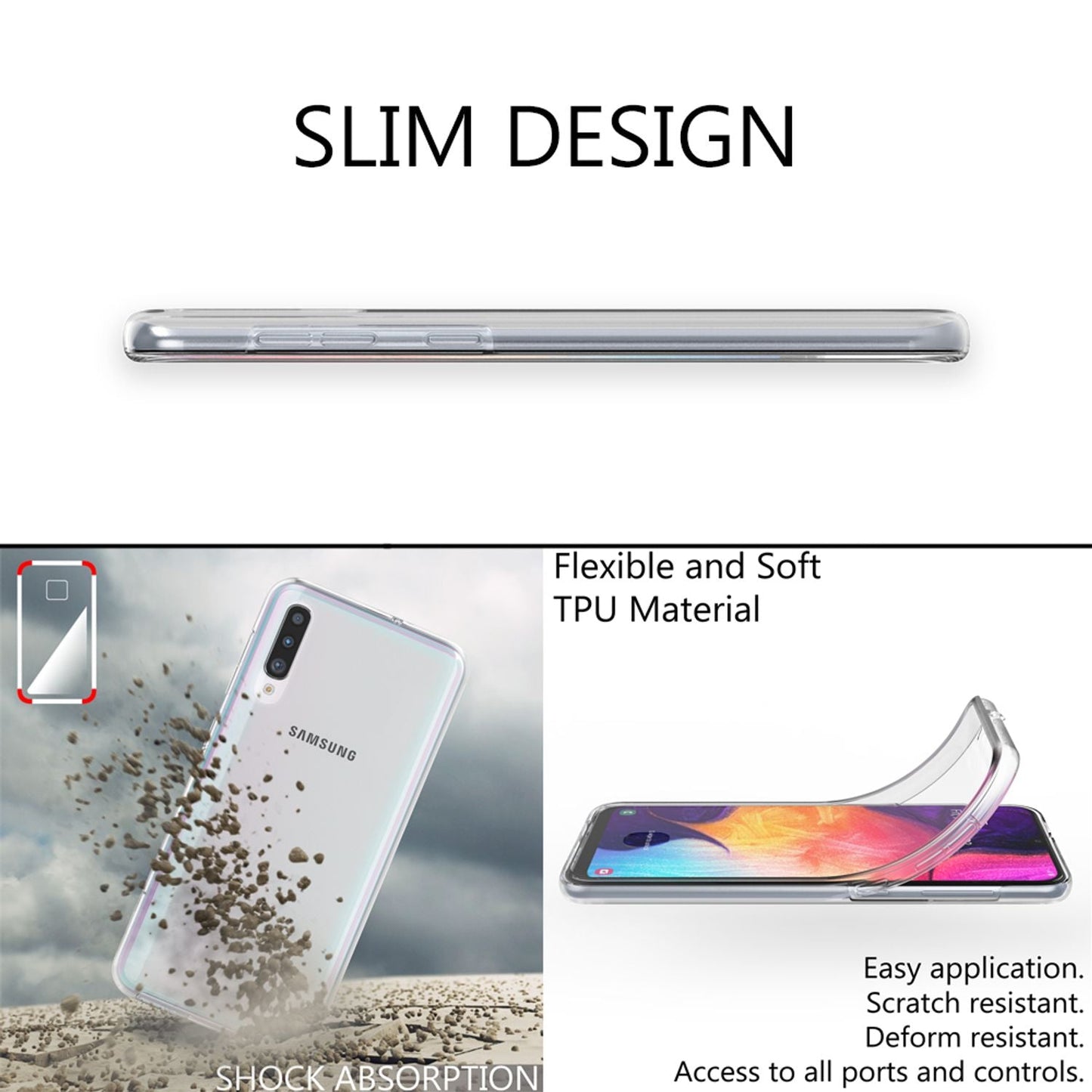 NALIA Phone Case for Samsung Galaxy A70, 360 Degree Cover Slim Bag Bumper Case