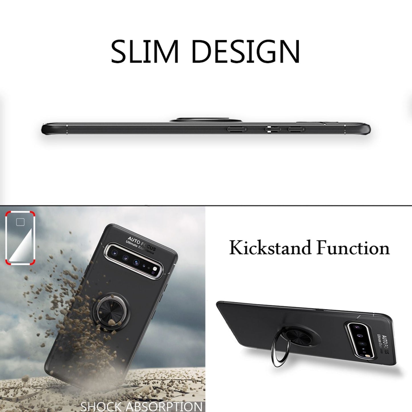 Símahulstur fyrir Samsung S10 5G, 360 gráðu hringlaga hulstur með verndarpoka