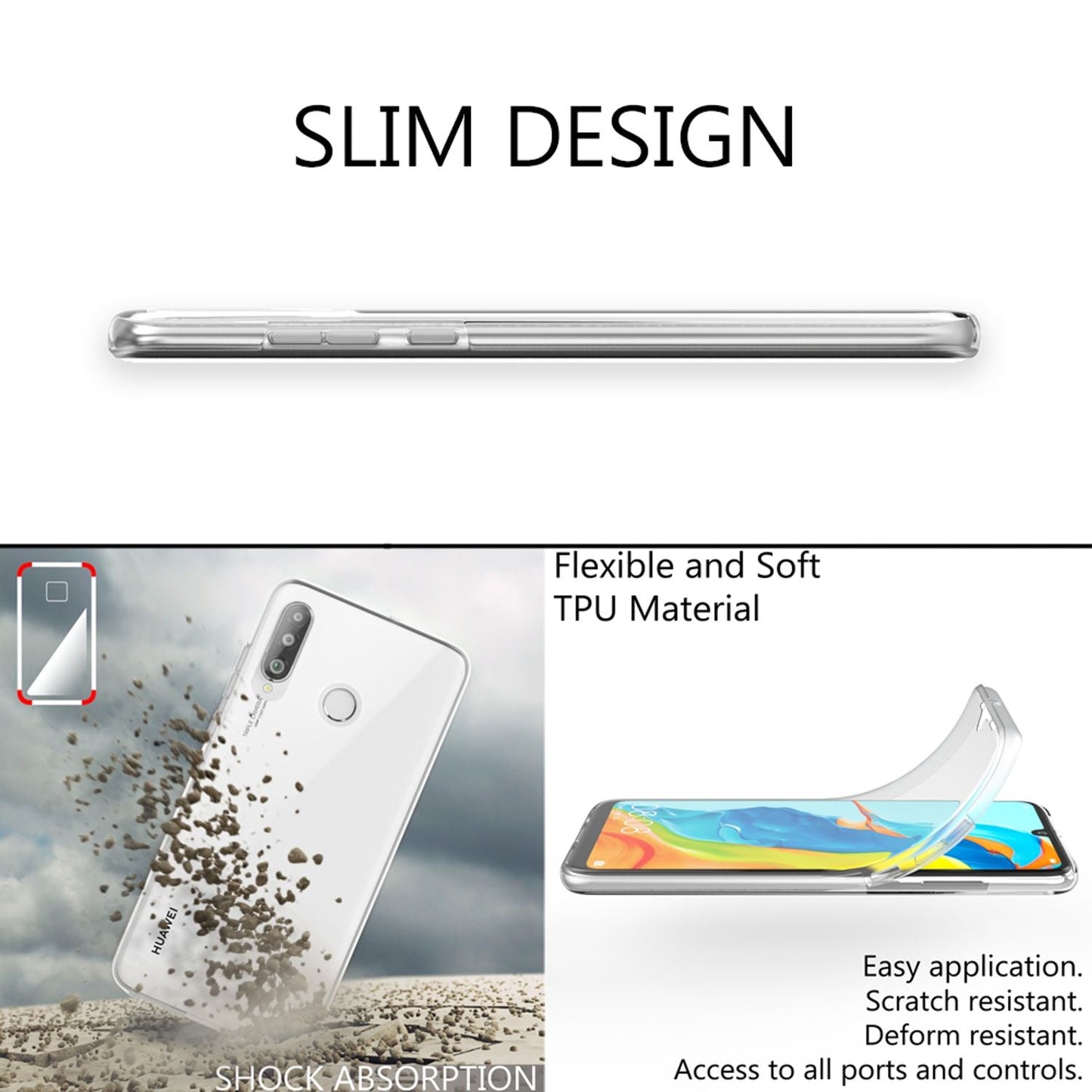 NALIA Phone Case for Huawei P30 Lite, 360 Degree Full-Cover Bumper Case