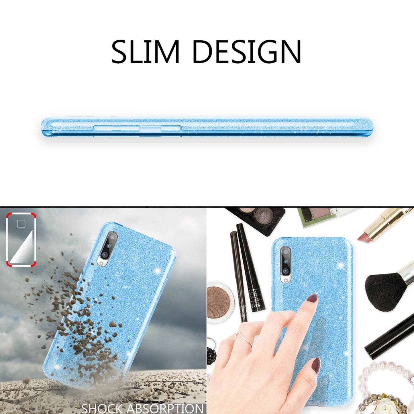 NALIA Glitter Phone Case for Samsung Galaxy A50, Diamond Protective Glitter Phone Case