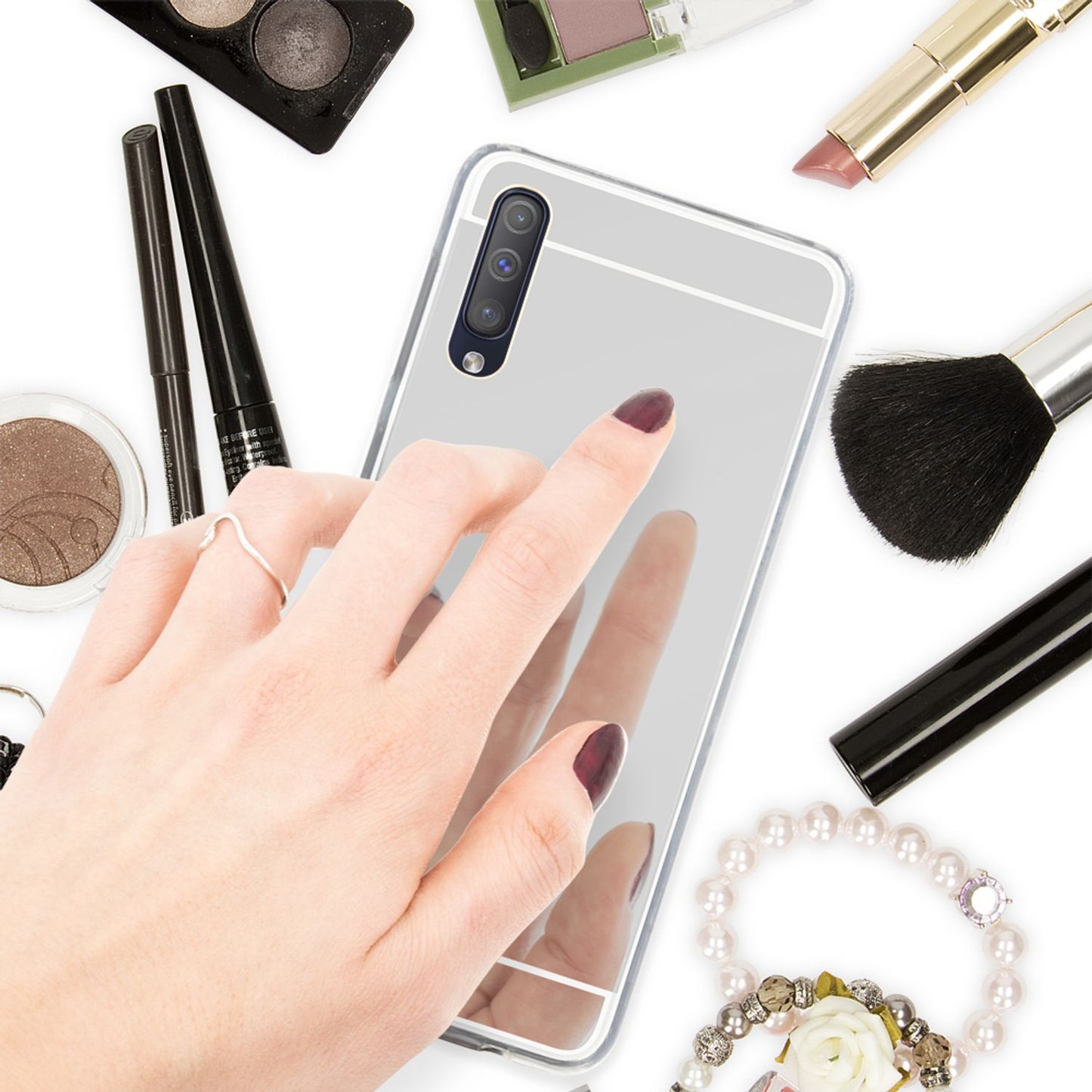 NALIA Handy Hülle für Samsung Galaxy A50, Spiegel Case Cover Schutz Bumper Etui