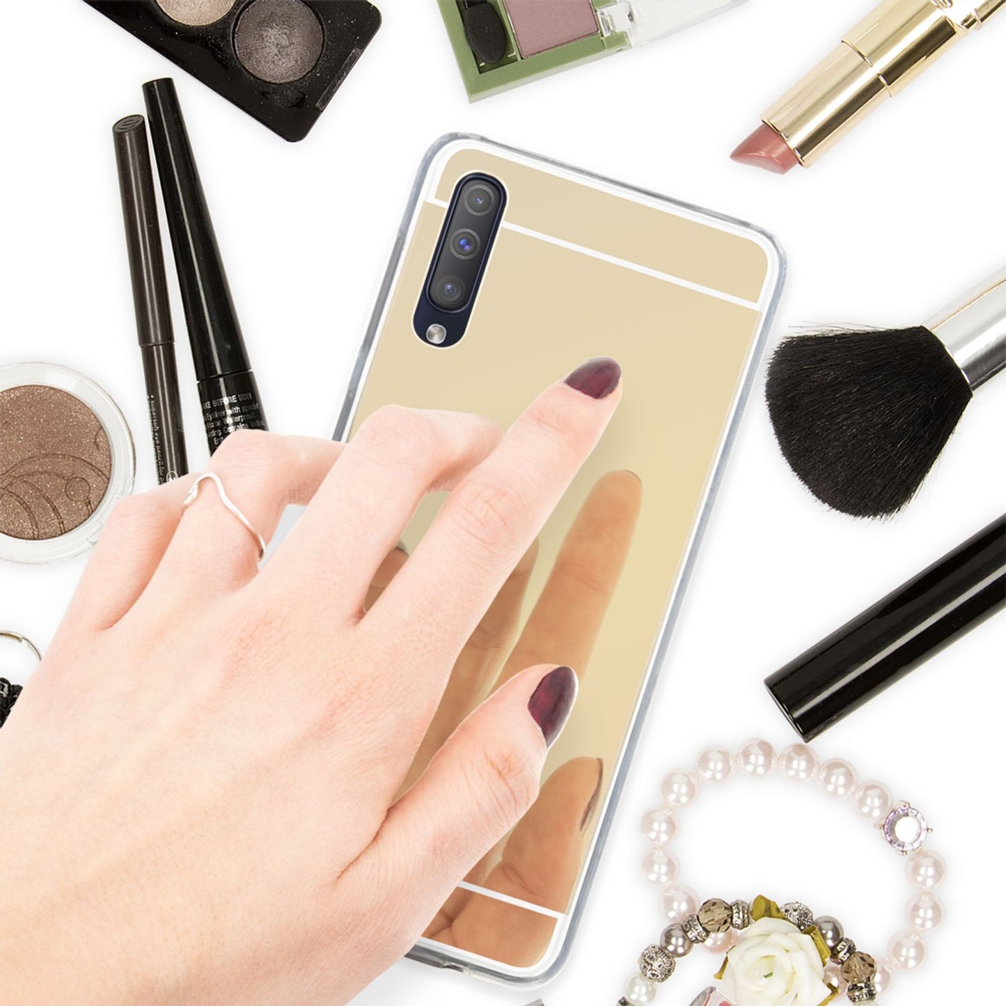 NALIA Handy Hülle für Samsung Galaxy A50, Spiegel Case Cover Schutz Bumper Etui