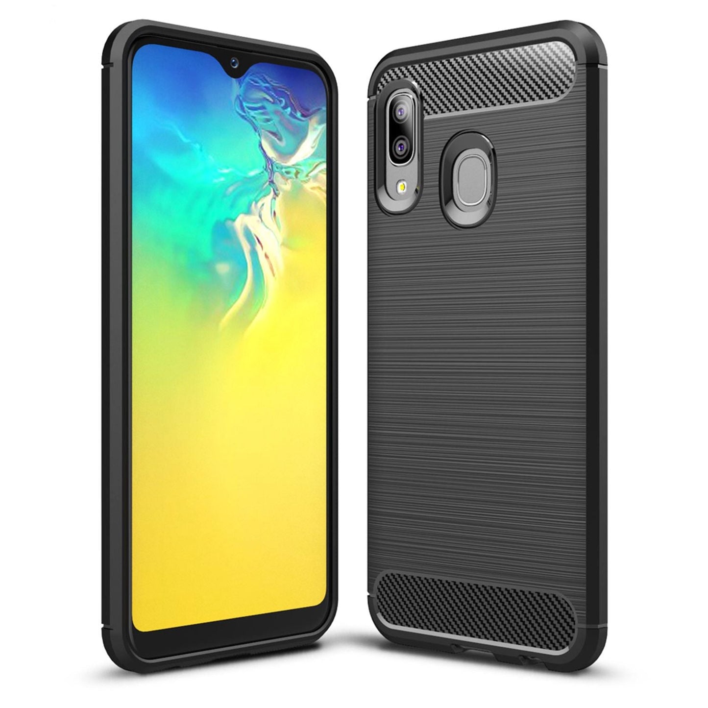 NALIA Phone Case for Samsung Galaxy A20e, Carbon Fiber Stylish Phone Case