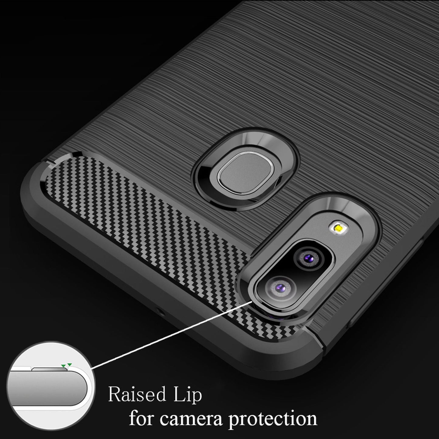 NALIA Phone Case for Samsung Galaxy A20e, Carbon Fiber Stylish Phone Case