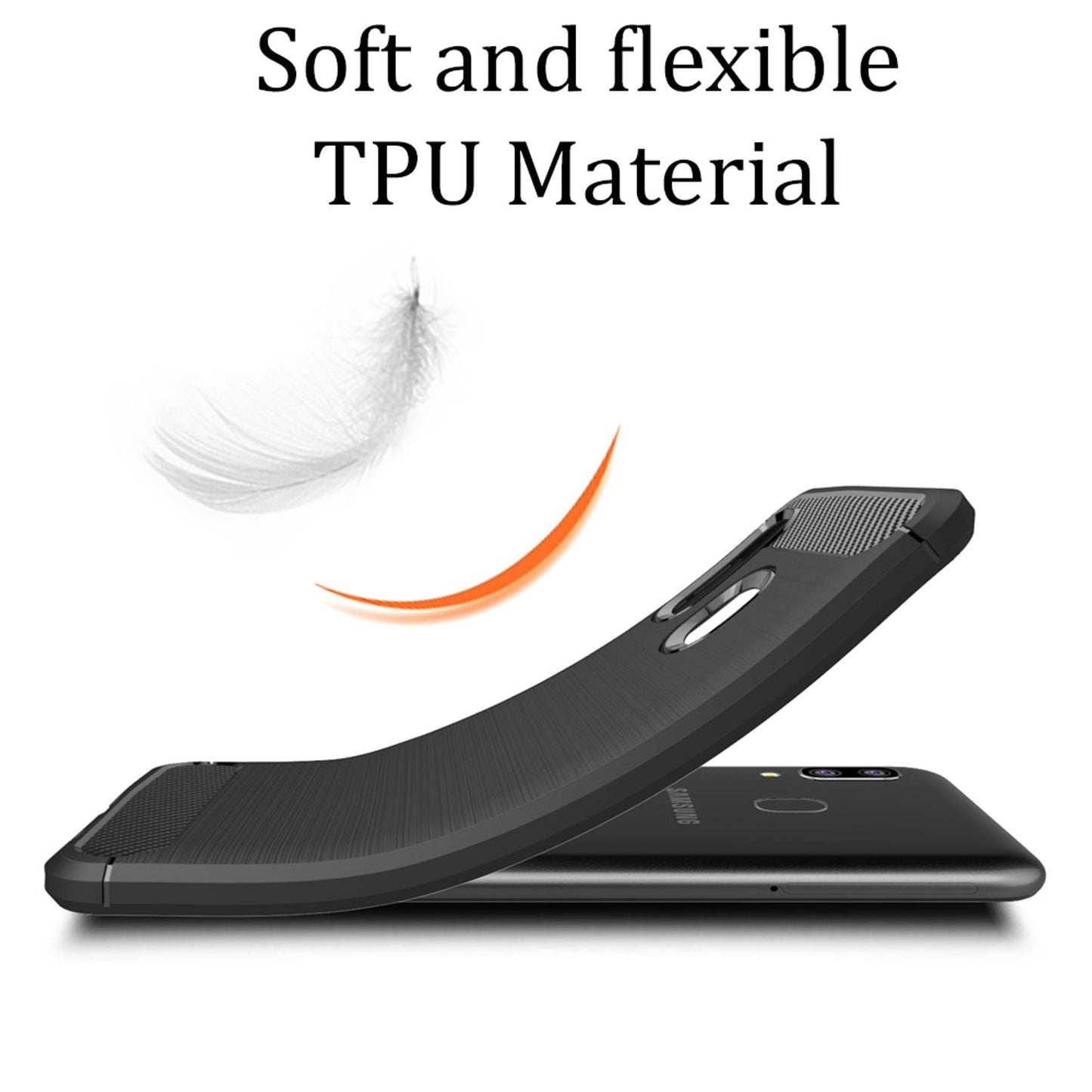 NALIA Phone Case for Samsung Galaxy A20e, Carbon Fiber Stylish Phone Case