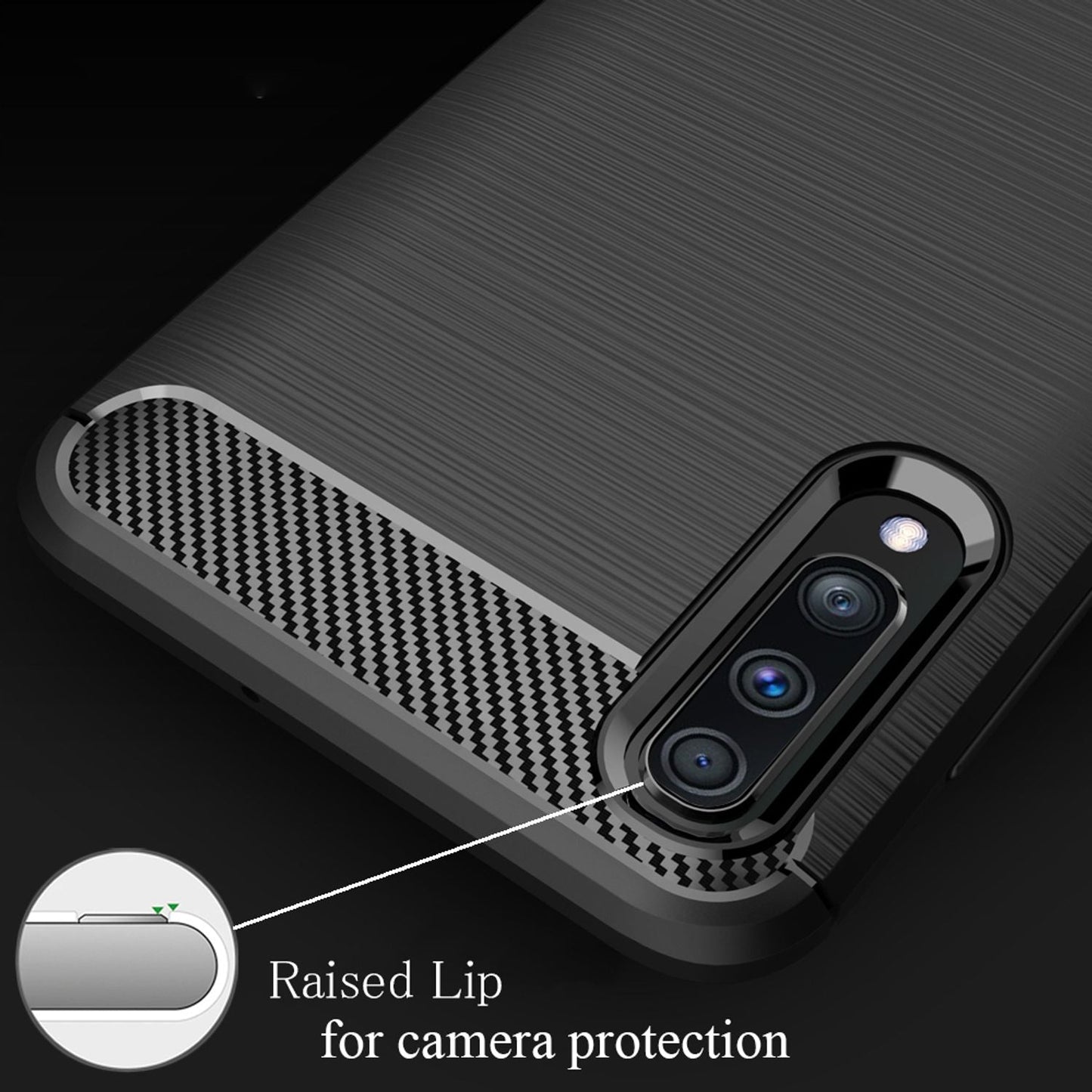 NALIA Phone Case for Samsung Galaxy A50, Carbon Fiber Stylish Phone Case