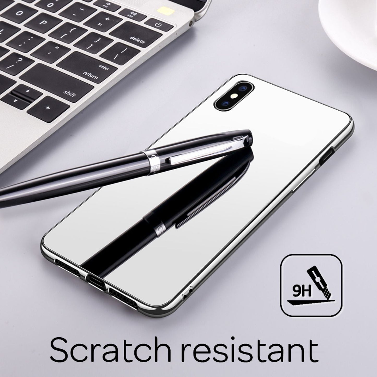 NALIA Mirror Tempered Glass Case for iPhone X / XS, 9H Tempered Glass
