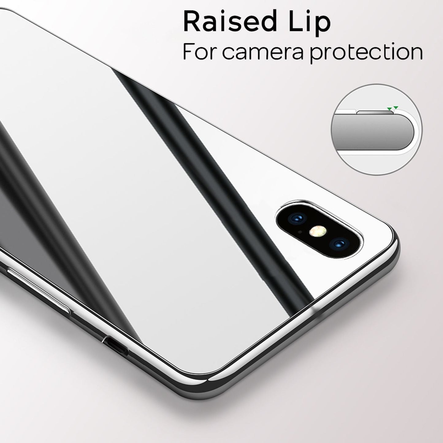 NALIA Mirror Tempered Glass Case for iPhone X / XS, 9H Tempered Glass