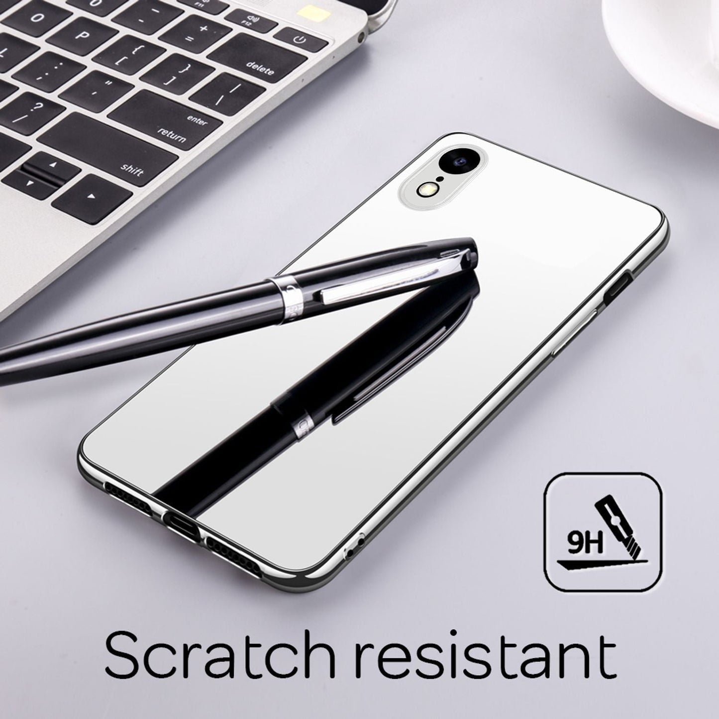 NALIA Mirror Tempered Glass Case for iPhone XR, 9H Tempered Glass Cover