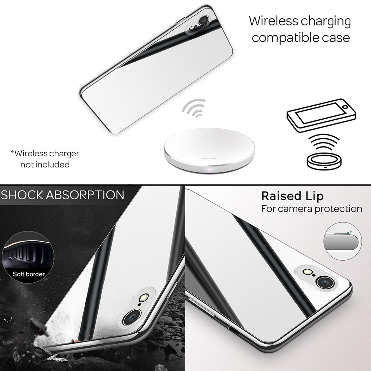 NALIA Mirror Tempered Glass Case for iPhone XR, 9H Tempered Glass Cover