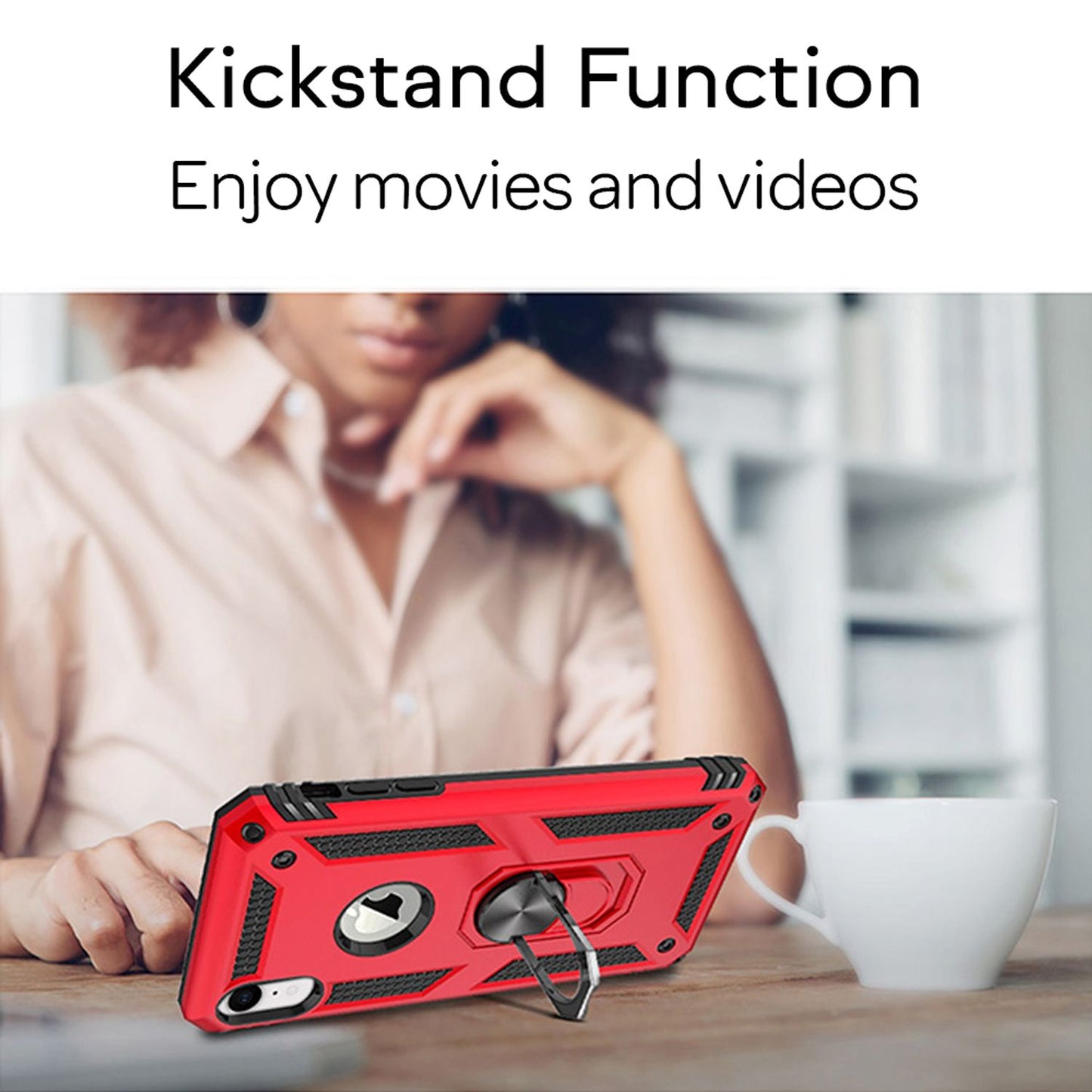 NALIA Ring Phone Case for iPhone XR, Case Cover Bumper Screen Protector Glass