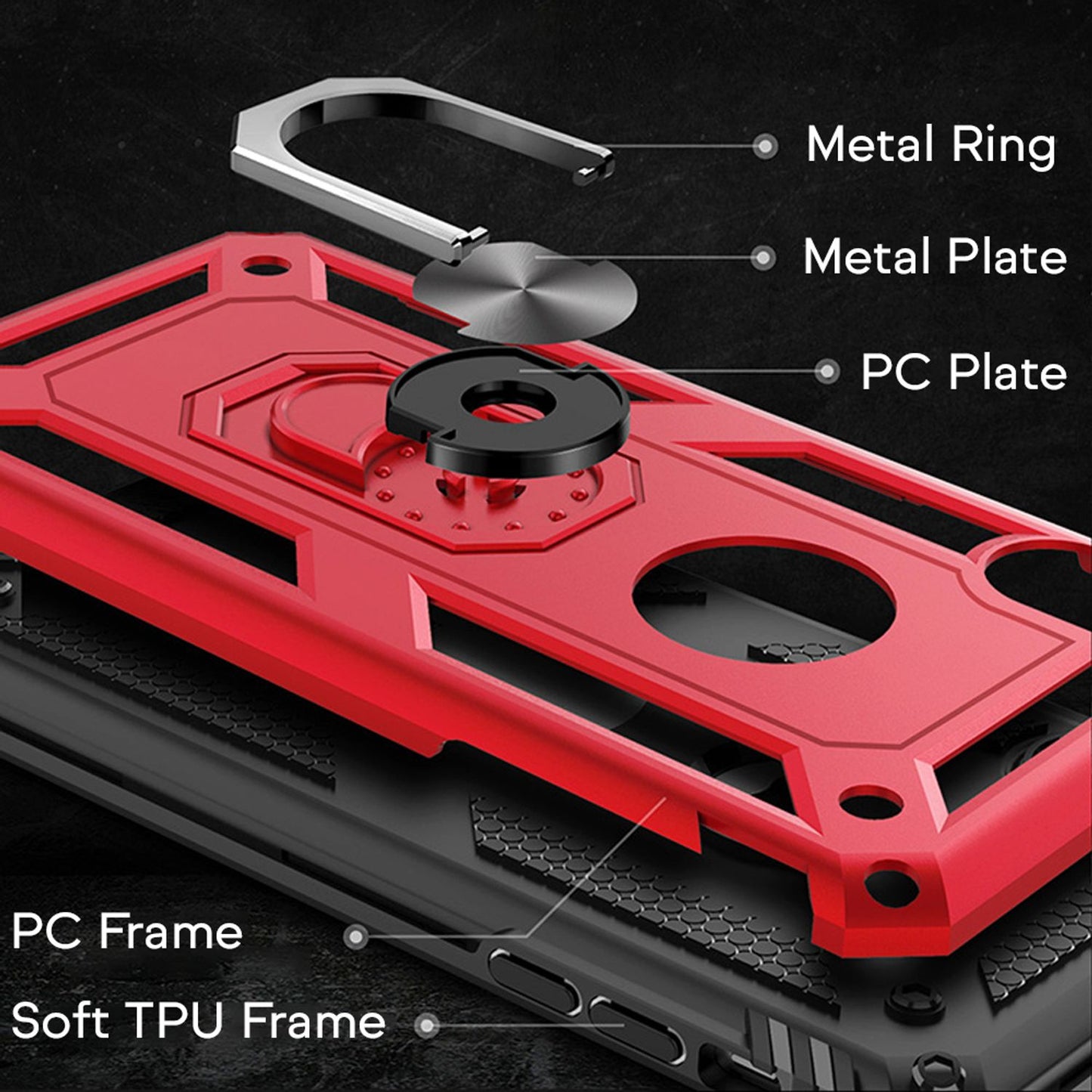 NALIA Ring símahulstur fyrir iPhone XS Max, hulstur með glerskjávörn