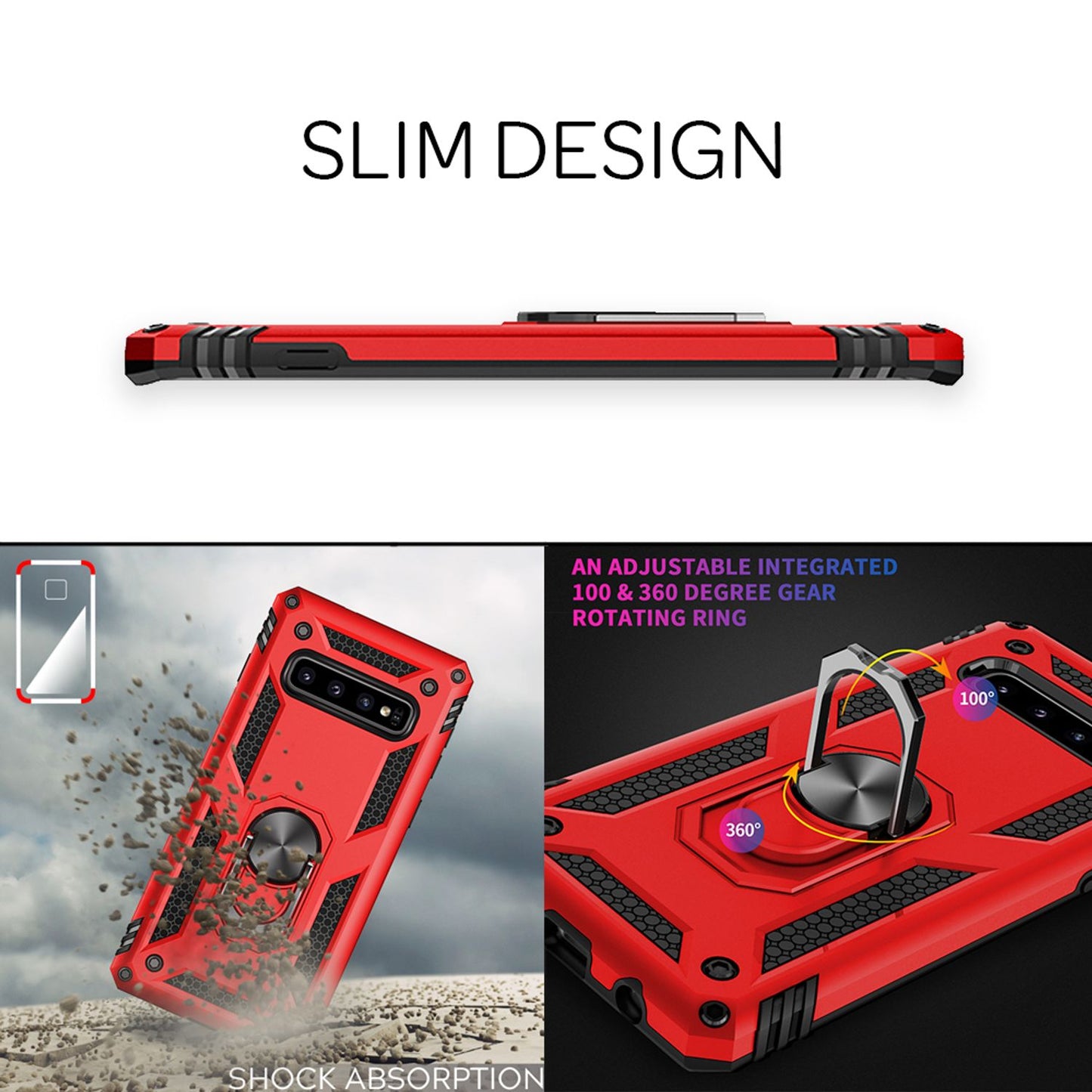 NALIA Ring Phone Case for Samsung Galaxy S10 Plus, 360 Degree Protective Case Cover