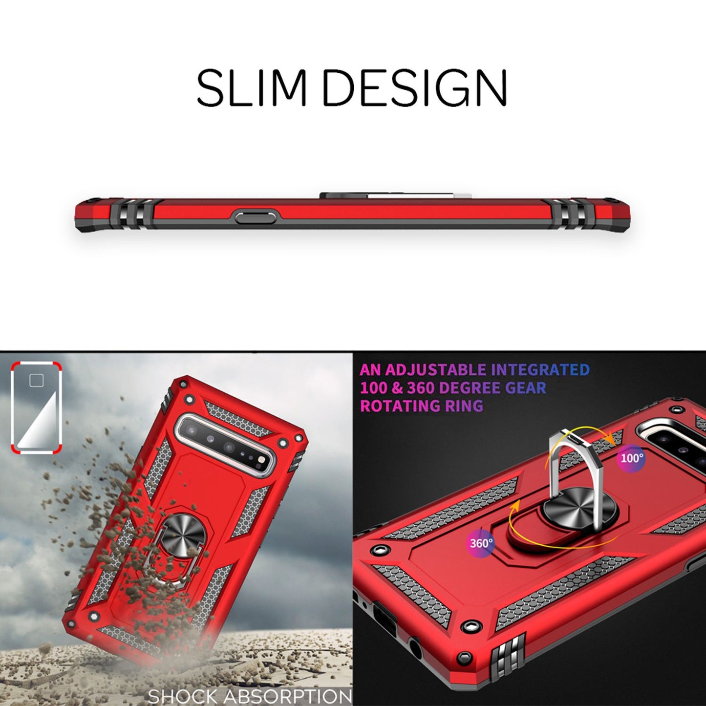 NALIA Ring Phone Case for Samsung Galaxy S10 5G, 360 Degree Protective Case Cover