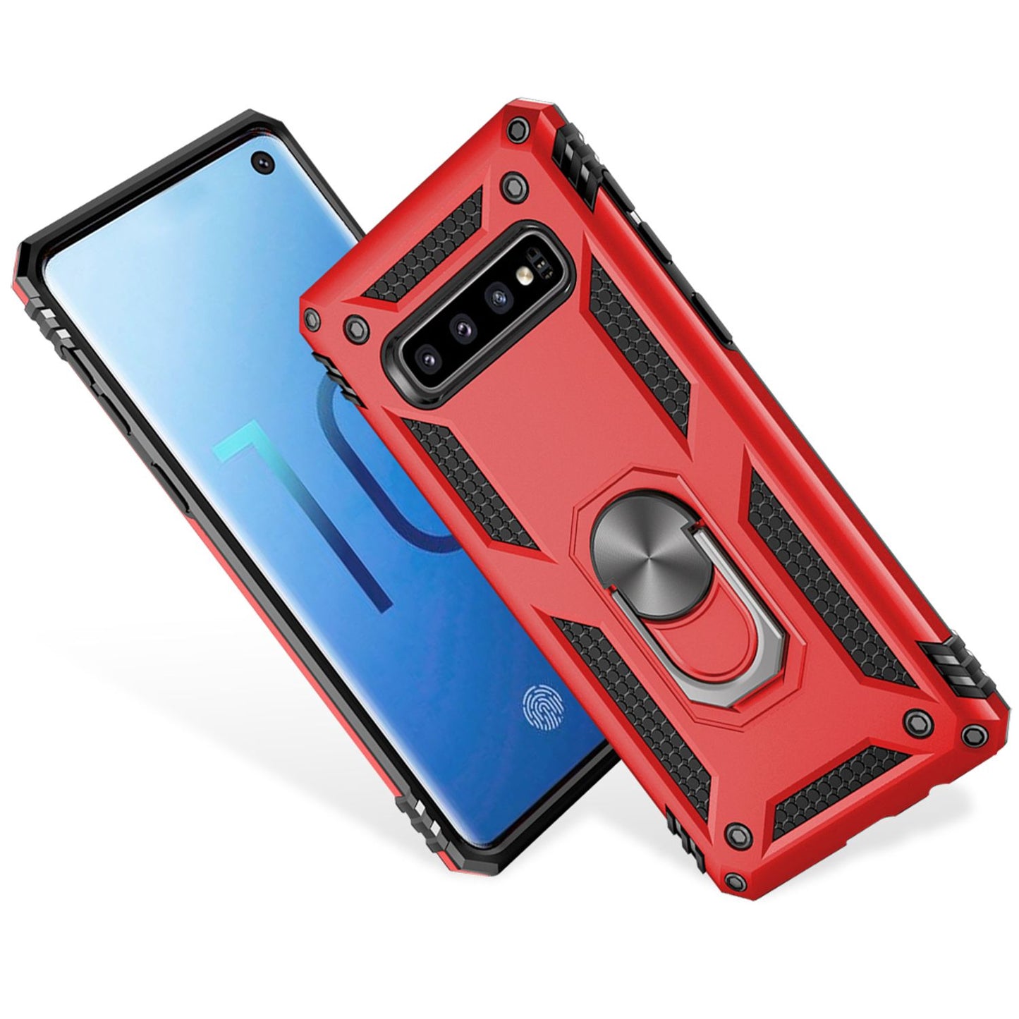 NALIA Ring Phone Case for Samsung Galaxy S10, Case Cover Screen Protector Glass