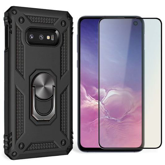 NALIA Ring Phone Case for Samsung Galaxy S10e, Case Cover Screen Protector Glass