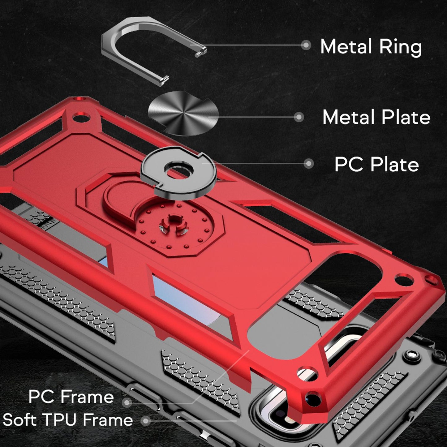 NALIA Ring símahulstur fyrir Samsung Galaxy S10 5G, skjávörn úr gleri