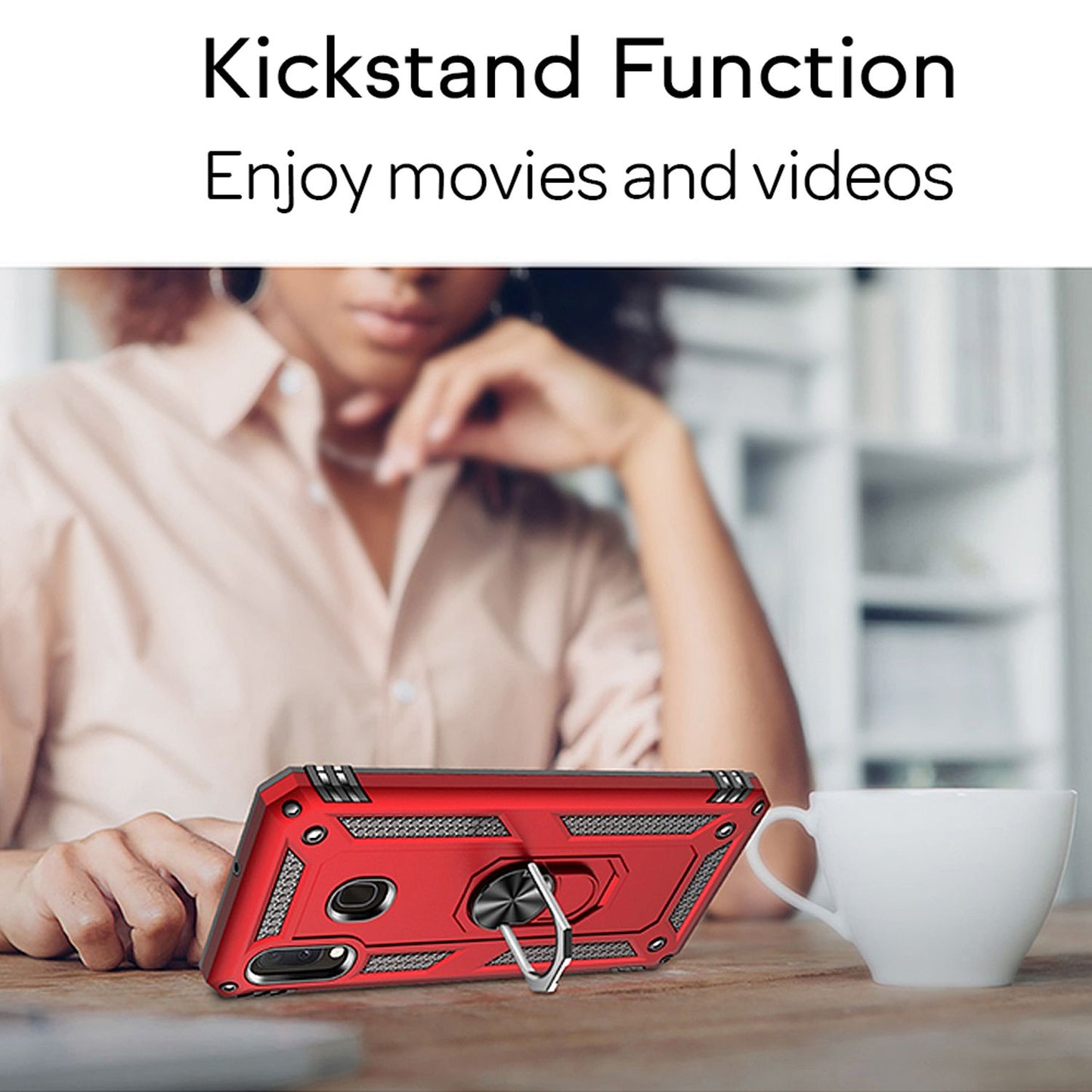 NALIA Ring símahulstur fyrir Samsung Galaxy A20e, hulstur með skjávörn og gleri