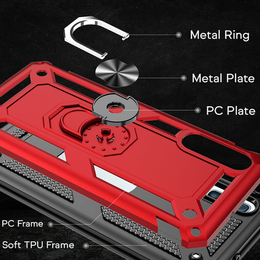 NALIA Ring Phone Case for Samsung Galaxy A70, Case Cover Screen Protector Glass