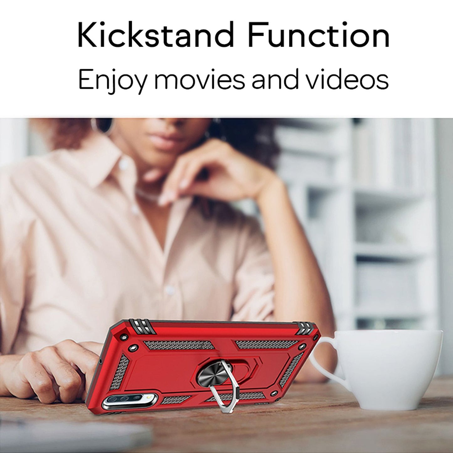 NALIA Ring Phone Case for Samsung Galaxy A70, Case Cover Screen Protector Glass