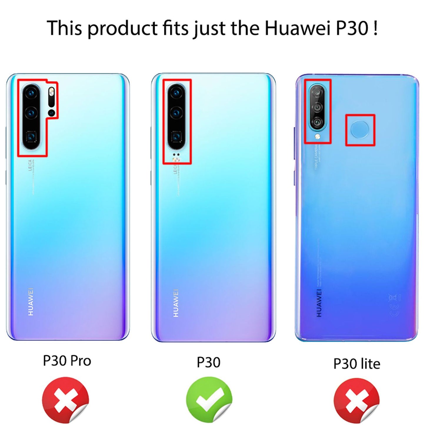 NALIA Ring símahulstur fyrir Huawei P30, hulstur með stuðara og skjávörn úr gleri