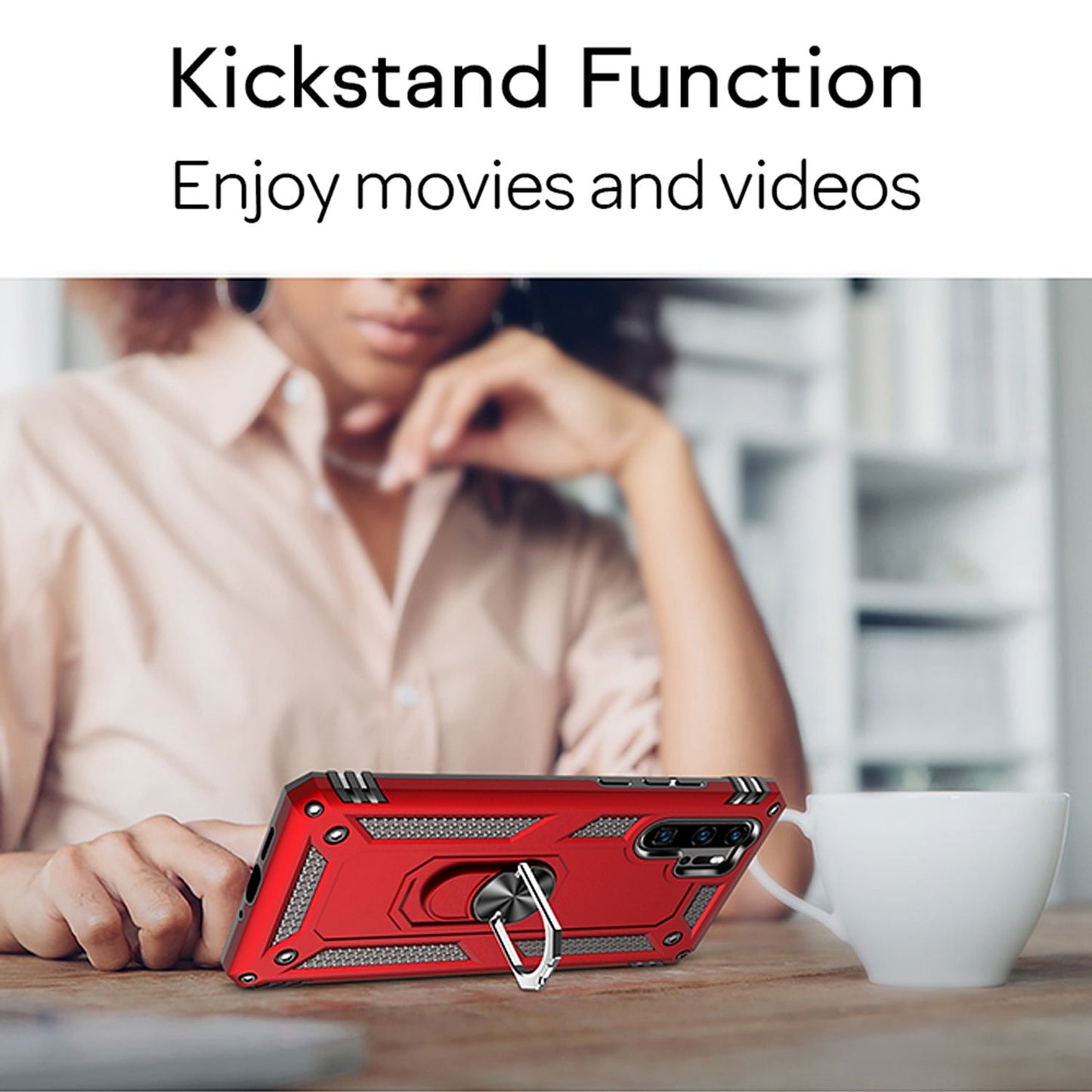 NALIA Ring símahulstur fyrir Huawei P30 Pro, hulstur með glerskjávörn