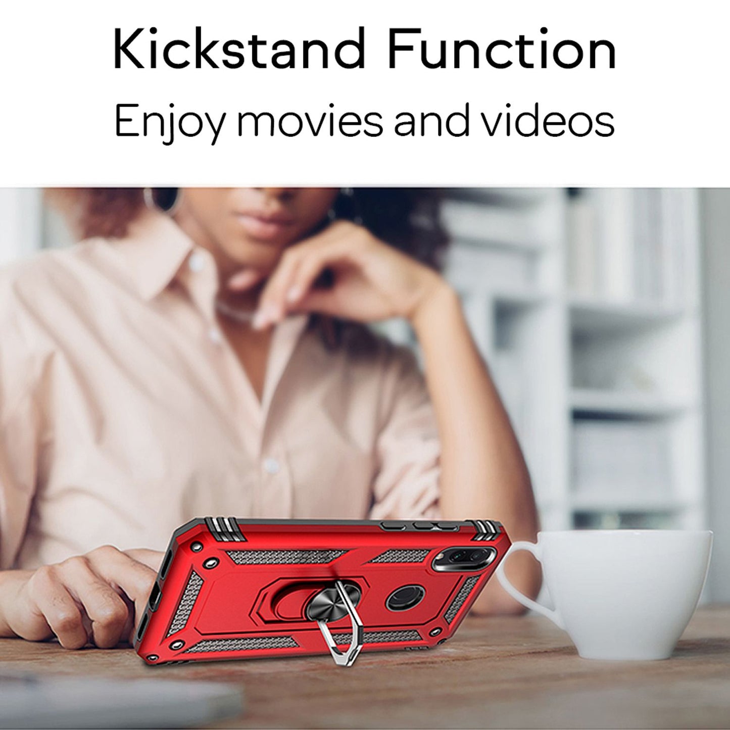 NALIA Ring Phone Case for Xiaomi Redmi Note 7, Protective Case Cover Bumper