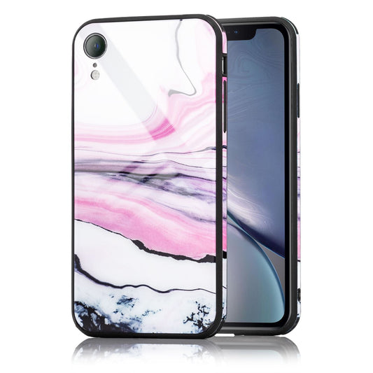 NALIA Phone Case for iPhone XR, Tempered Glass Marble Design Case Cover Bumper Case