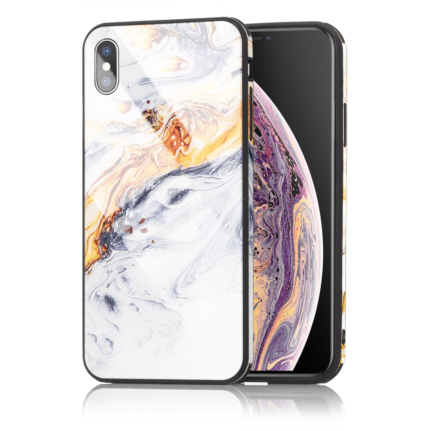 NALIA símahulstur fyrir iPhone XS Max, verndarhulstur með hertu gleri og marmarahönnun