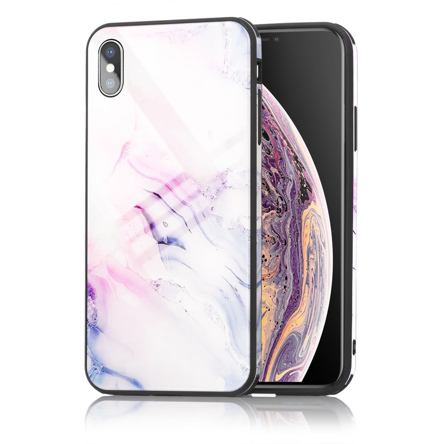 NALIA símahulstur fyrir iPhone XS Max, verndarhulstur með hertu gleri og marmarahönnun