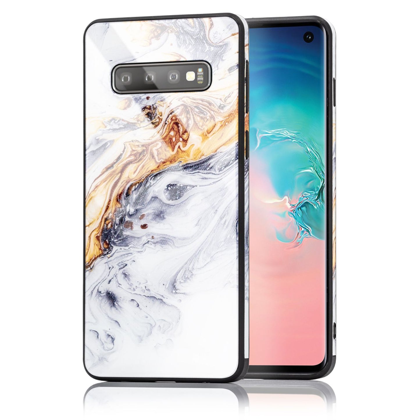 NALIA símahulstur fyrir Samsung Galaxy S10, marmarahönnuð hulstur með stuðara